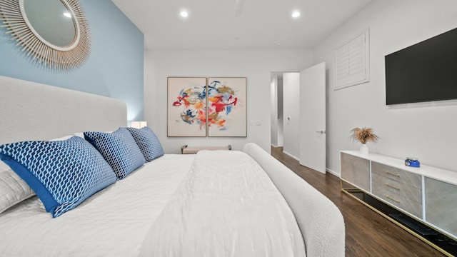 bedroom featuring dark hardwood / wood-style floors