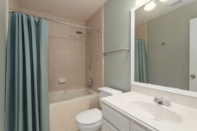 full bathroom featuring vanity, toilet, and shower / bath combo