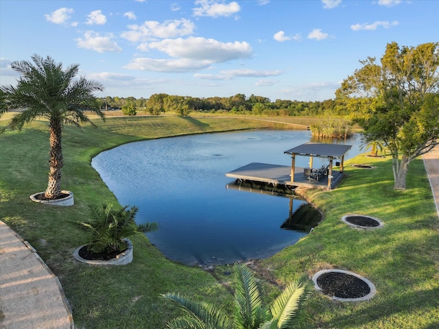 water view with a boat dock