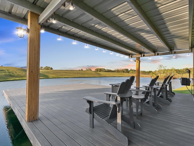 view of dock featuring a water view