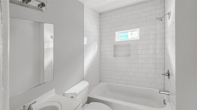 7120 Ave O, Houston, TX 77011 - bathroom featuring vanity, toilet, and tub / shower combination