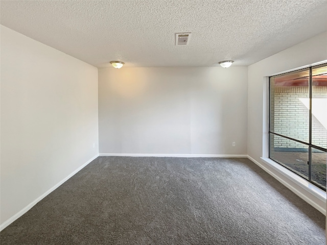 carpeted empty room with a textured ceiling and a wealth of natural light