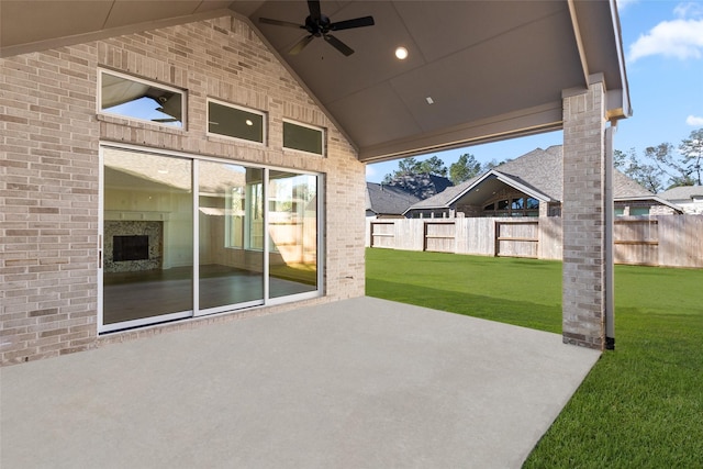 view of patio with ceiling fan