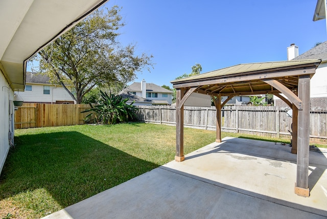 view of yard with a gazebo and a patio area