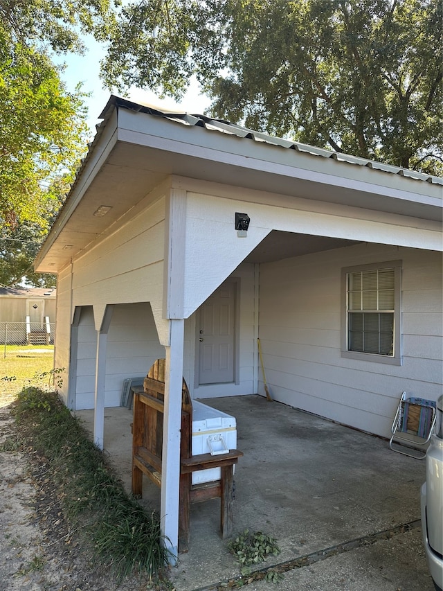 exterior space featuring a garage