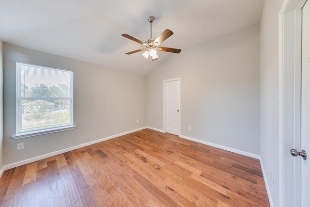 309A De Haven St, Houston, TX 77029 - spare room featuring baseboards, light wood-type flooring, a ceiling fan, and lofted ceiling