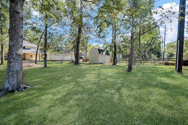 view of yard with a shed