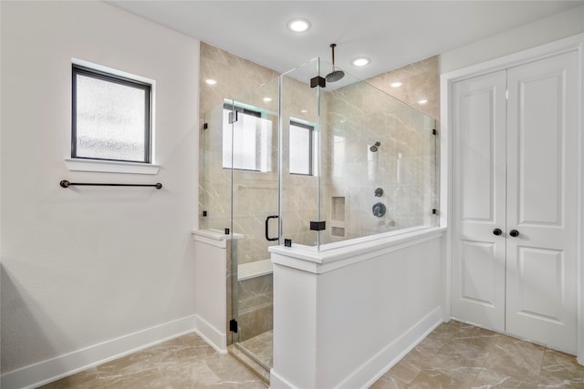 bathroom featuring walk in shower