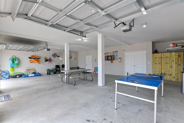 garage with a garage door opener