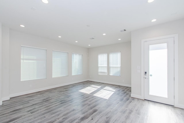 interior space with light hardwood / wood-style floors