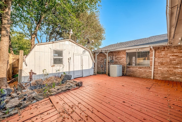 deck featuring a storage unit