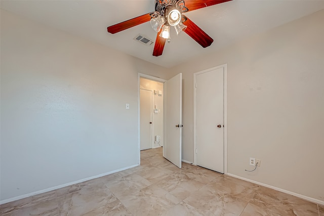 unfurnished bedroom with ceiling fan