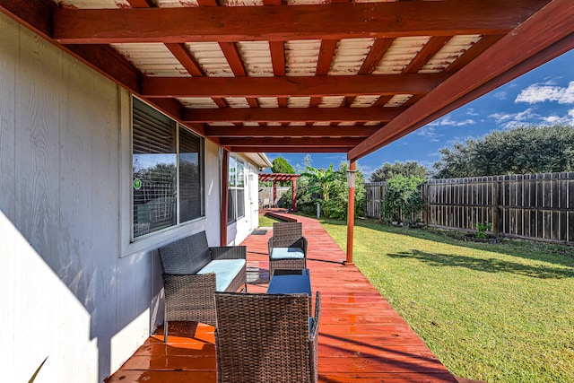 view of patio / terrace with an outdoor hangout area and a wooden deck