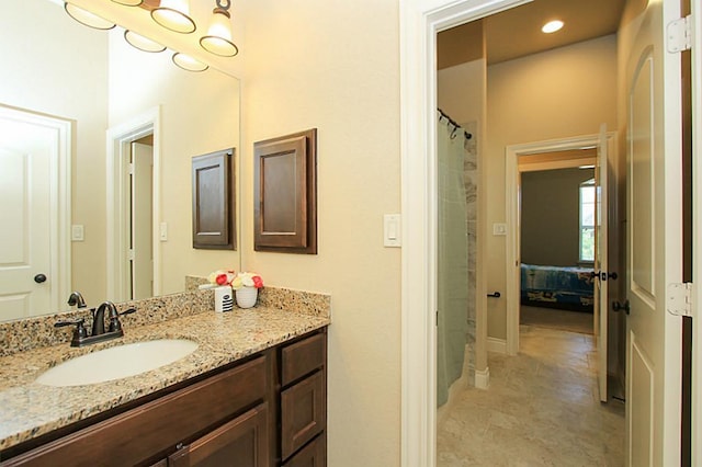 27827 Ramble Rock Ct, Katy, TX 77494 - bathroom featuring vanity, curtained shower, and tile patterned flooring
