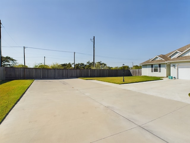 view of patio with a garage