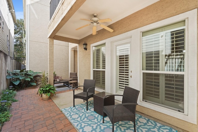 view of patio / terrace with ceiling fan