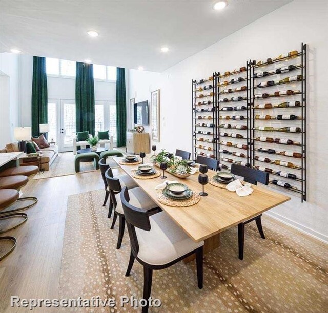 dining area featuring wood-type flooring