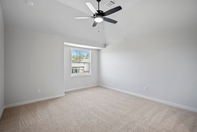 carpeted empty room with ceiling fan