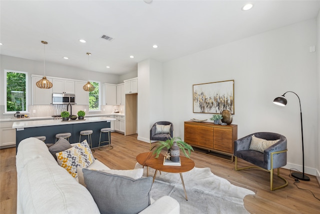 living room featuring light hardwood / wood-style floors