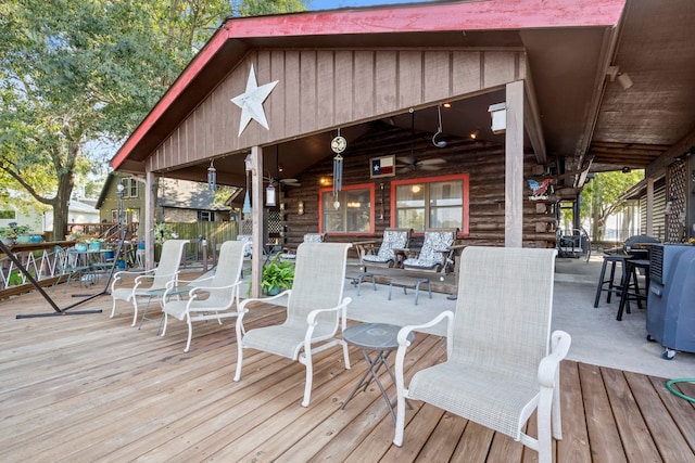 deck featuring ceiling fan