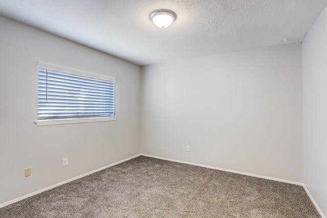 carpeted spare room with a textured ceiling