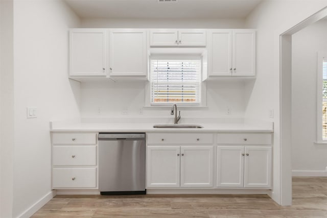 1310 E Alamo St A-B, Unit A-B Brenham, TX 77833 - kitchen with a sink, stainless steel dishwasher, white cabinetry, and baseboards