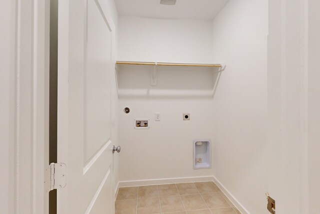 laundry room featuring hookup for a washing machine, light tile patterned floors, hookup for a gas dryer, and hookup for an electric dryer