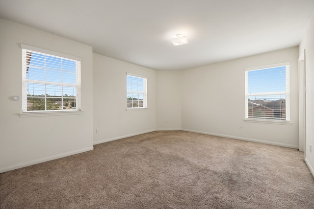 carpeted spare room featuring a healthy amount of sunlight