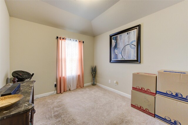 2446 Wembley Way, Rosenberg, TX 77471 - interior space with carpet, baseboards, and vaulted ceiling