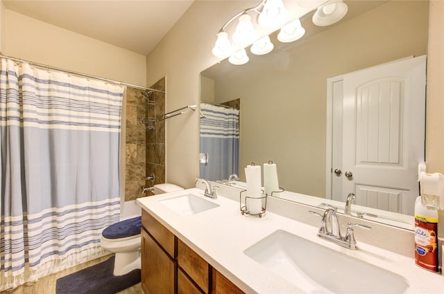 2446 Wembley Way, Rosenberg, TX 77471 - full bathroom featuring toilet, double vanity, and wood finished floors