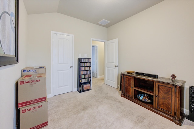 2446 Wembley Way, Rosenberg, TX 77471 - misc room featuring carpet floors, vaulted ceiling, and baseboards