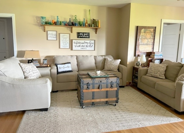 living room featuring light hardwood / wood-style floors