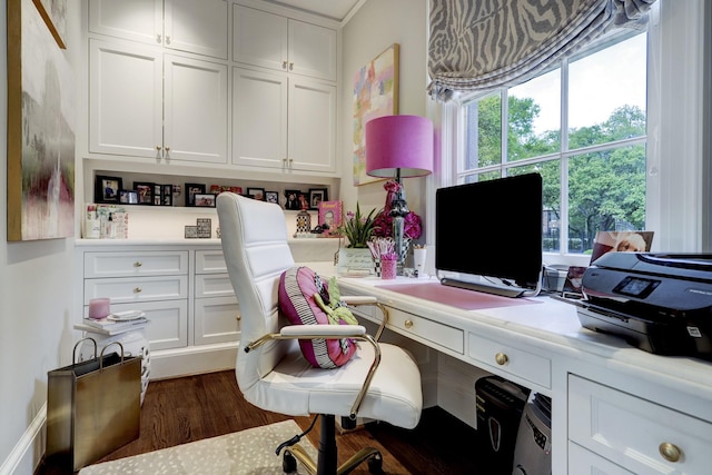 office space featuring dark wood finished floors
