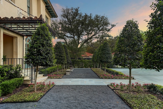 yard at dusk with a patio