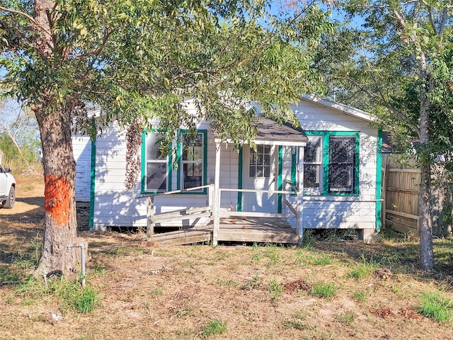 view of front of home with a deck