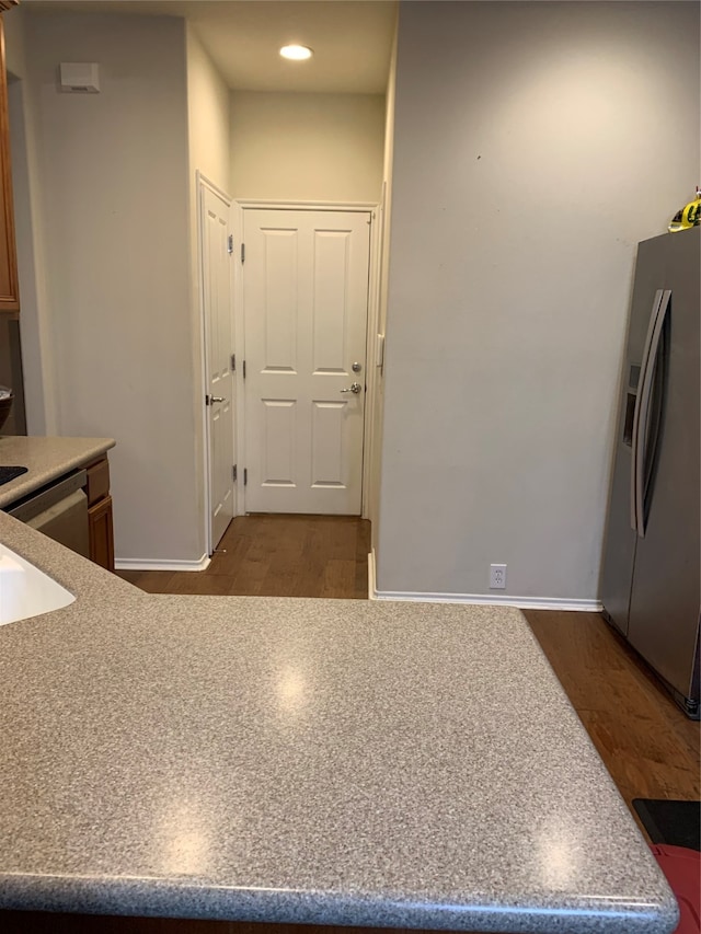 kitchen with stainless steel fridge