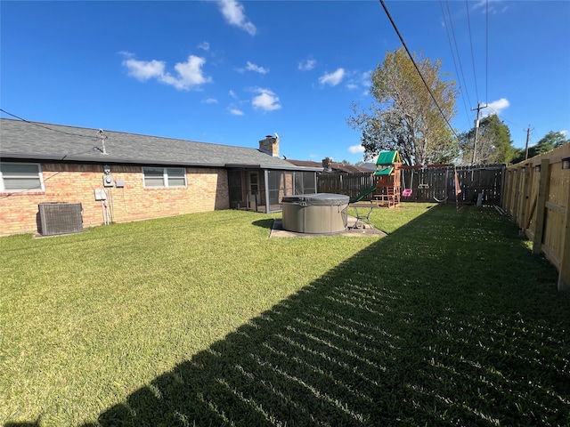 view of yard with a playground