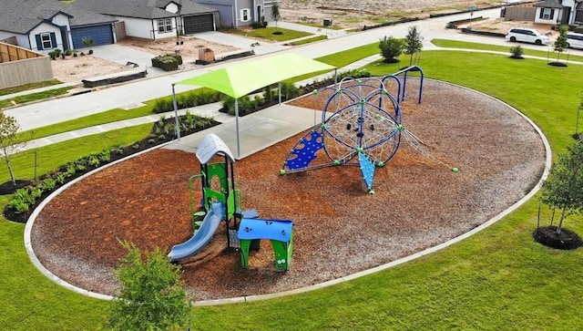 view of play area featuring a yard