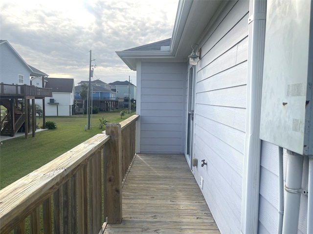 wooden balcony with a wooden deck