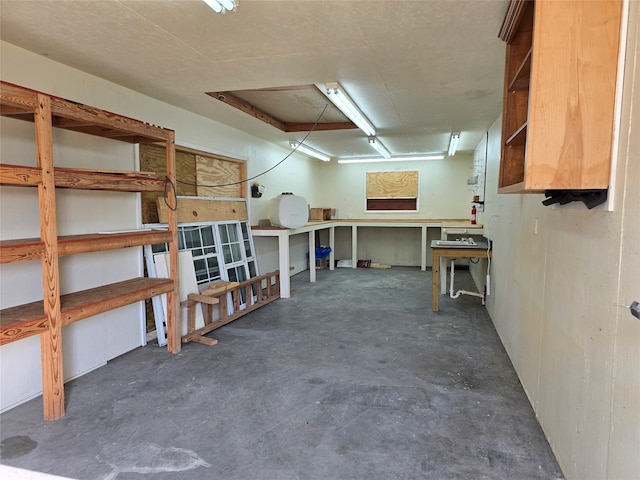 basement featuring a workshop area