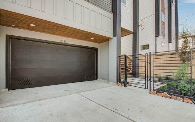 view of garage