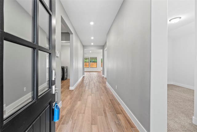 hall featuring light wood-type flooring