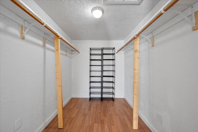 spacious closet featuring light hardwood / wood-style floors