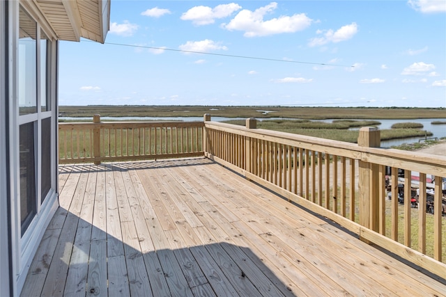 deck with a water view