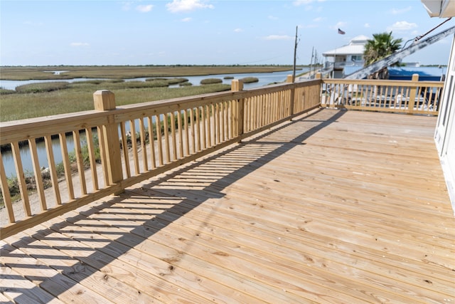 deck with a water view