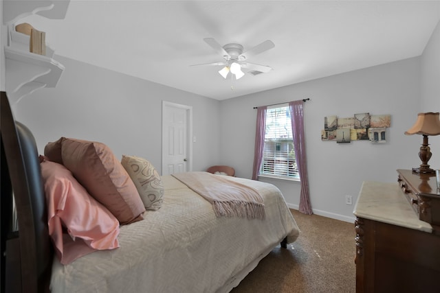 bedroom with carpet and ceiling fan