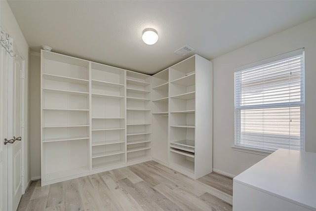 spacious closet featuring light wood-type flooring