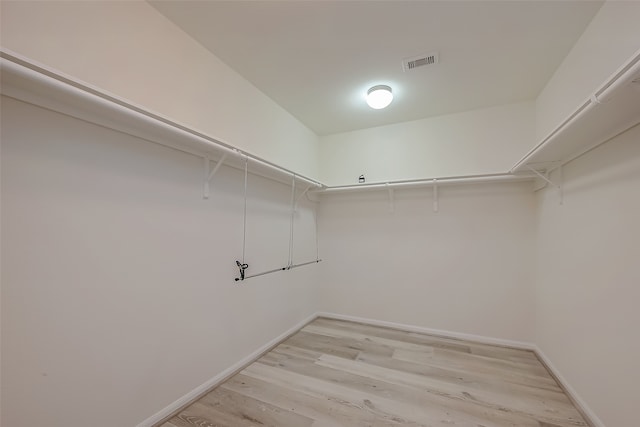 spacious closet with light hardwood / wood-style flooring