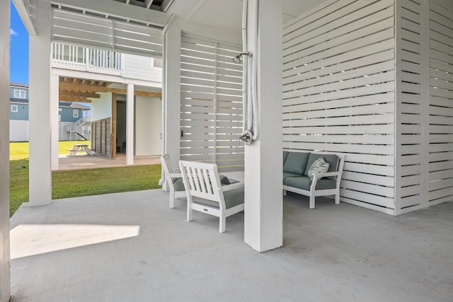 26831 Bay Water Dr, Galveston, TX 77554 - view of patio featuring an outdoor living space