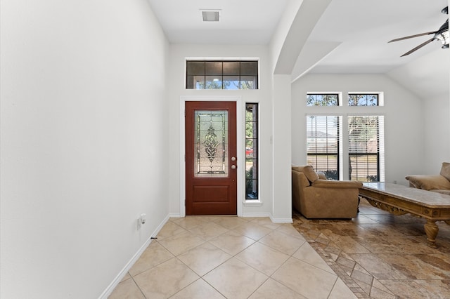 entryway with ceiling fan